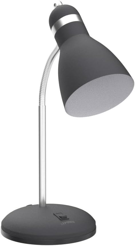 LEPOWER Metal Desk Lamp, Eye-Caring Table Lamp, Study Lamps with Flexible Goose Neck for Bedroom, Home Office (Matte Black)
