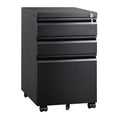 DEVAISE 3 Drawer Mobile File Cabinet with Lock, Under Desk Metal Filing Cabinet for Home Office/Legal/Letter/A4 File, Fully Assembled Except Wheels, Black