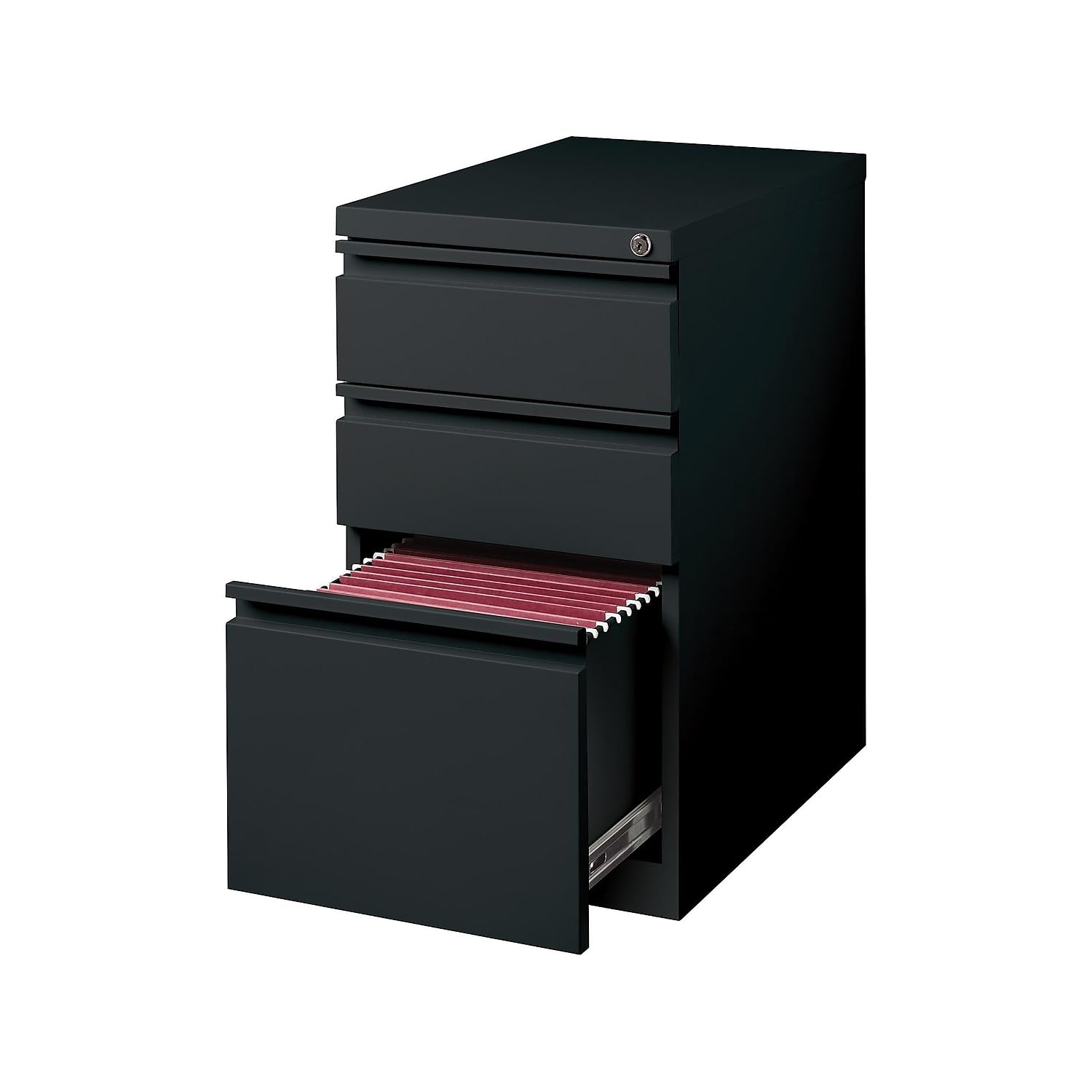 STAPLES 3-Drawer Vertical File Cabinet, Letter Size Documents, Lockable, 19.88" D x 15" W x 27.75" H, Black