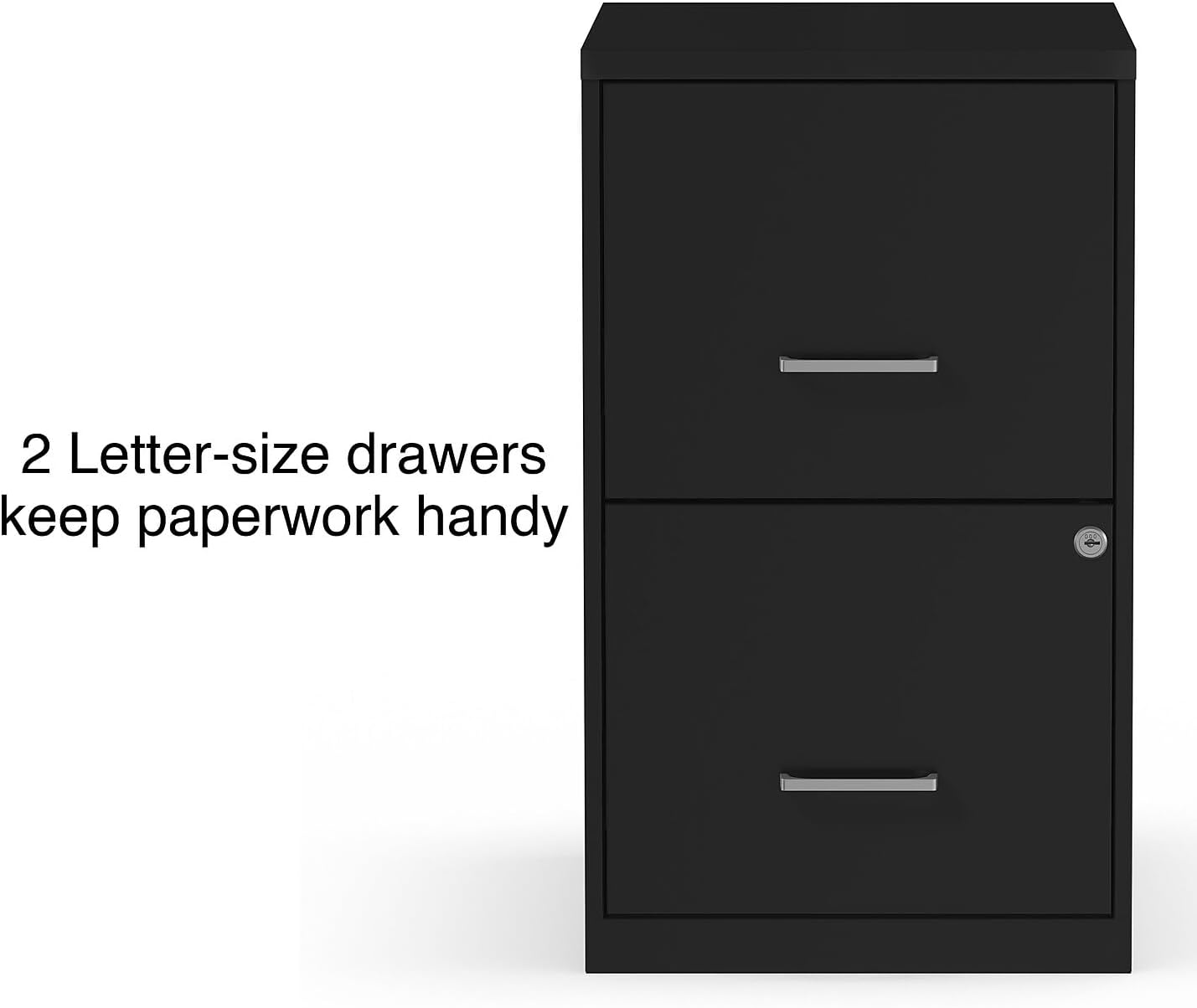 STAPLES 2-Drawer Vertical File Cabinet, Letter Size Documents, Lockable, 18.9" D x 14.3" W x 24.1" H, Black