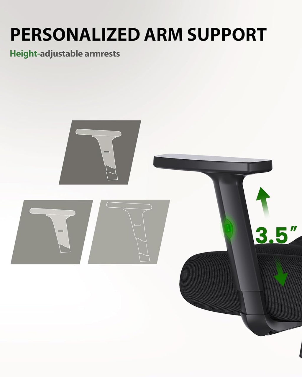 Marsail Ergonomic Office Chair Ergonomic Gaming Chair with Lumbar Support, 2D Headrest, Adjustable Armrests, Contoured Seat Cushion, Computer Desk Chair with Wheels for Home and Office