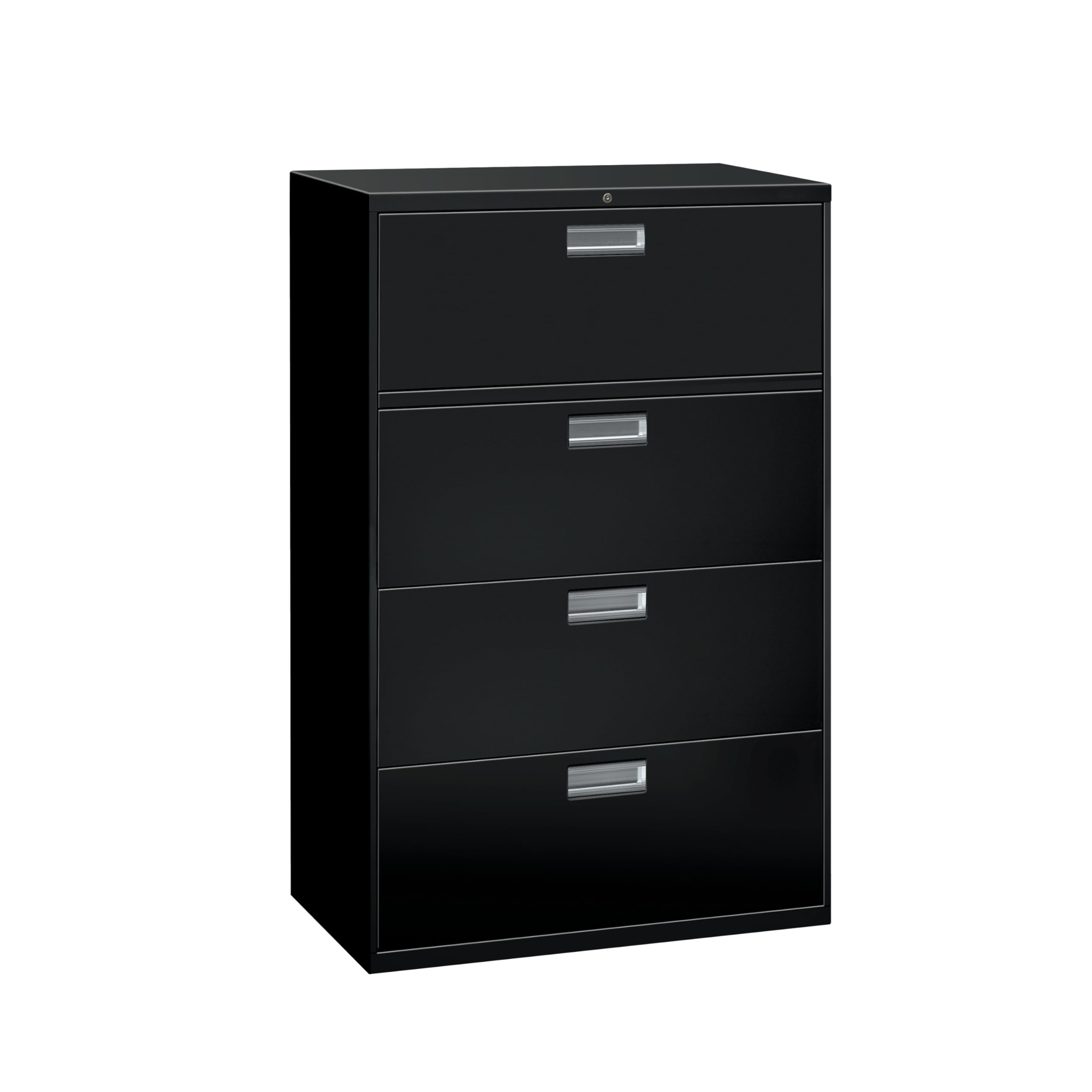 HON 4 Drawer Lateral File Cabinet with Lock, Metal Filing Cabinets for Offices, Adjustable Hangrails for A4, Legal, Letter Files, 18" Deep, Black