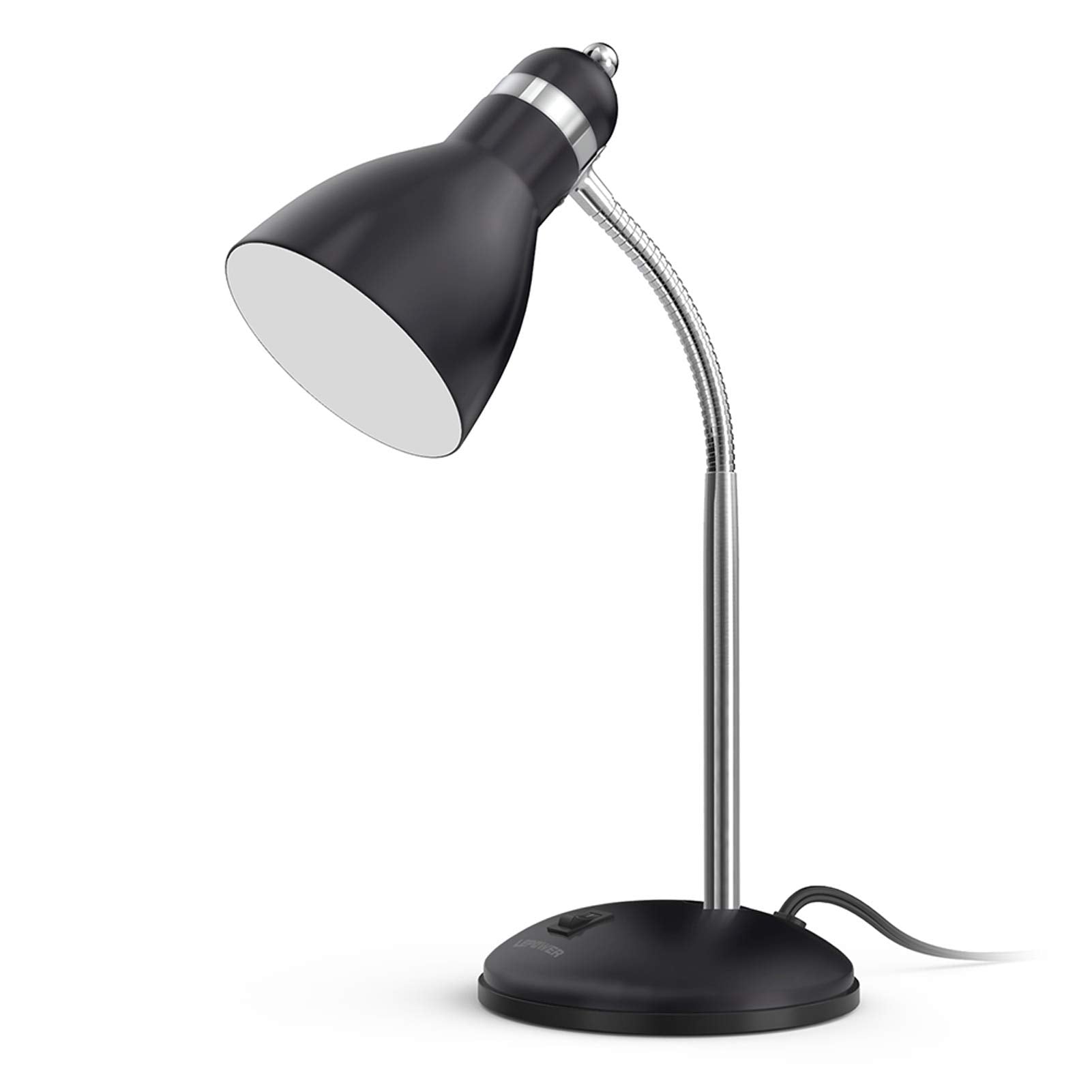 LEPOWER Metal Desk Lamp, Adjustable Goose Neck Table Lamp, Eye-Caring Study Desk Lamps for Bedroom, Study Room and Office (White)