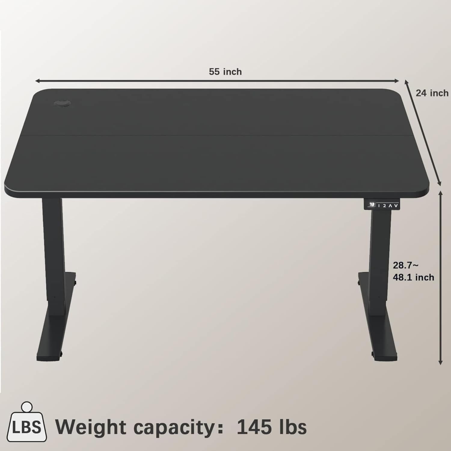 Furmax 55 x 24 Inches Electric Height Adjustable Standing Desk Large Sit Stand Up Desk Home Office Computer Desk Memory Preset with T-Shaped Metal Bracket, Black