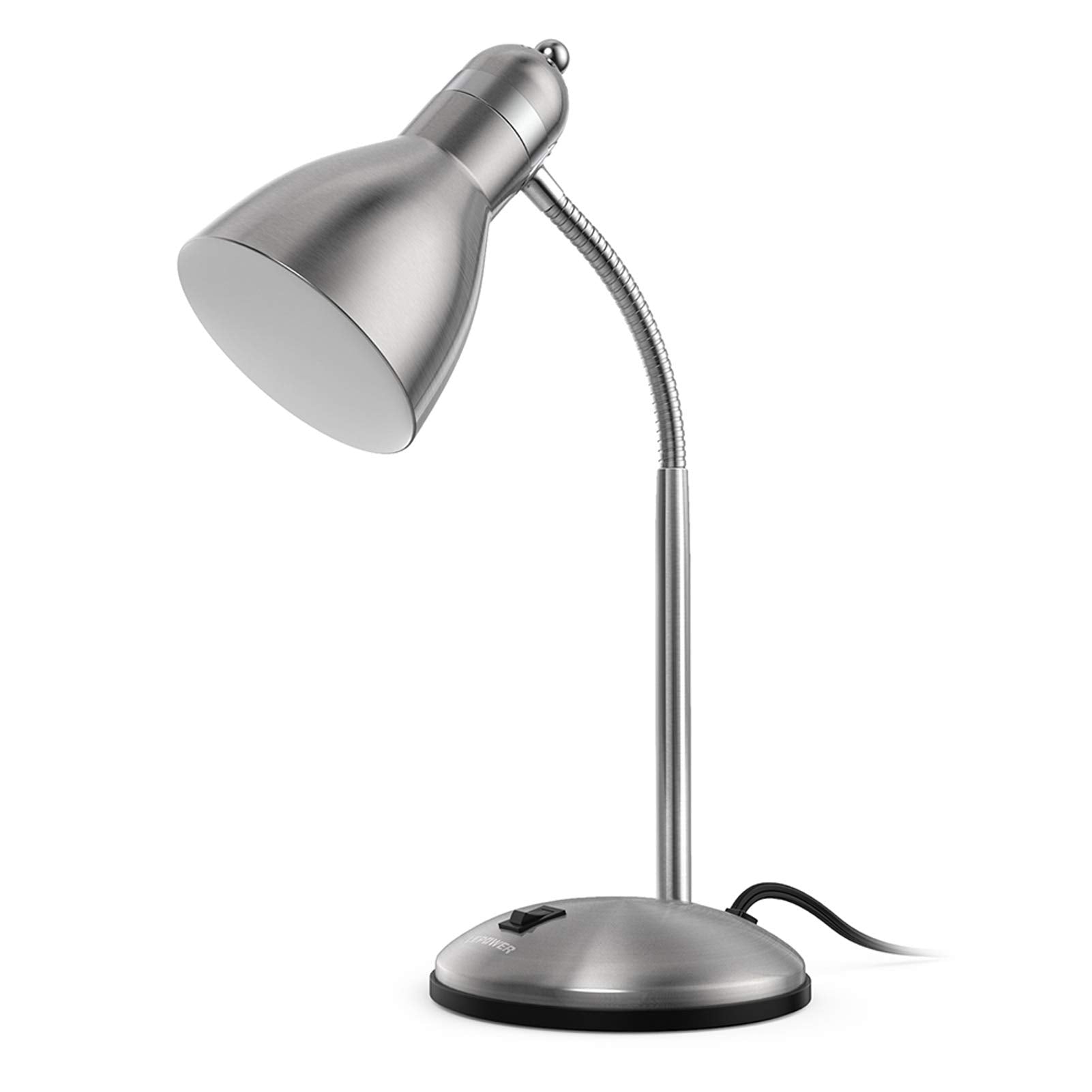 LEPOWER Metal Desk Lamp, Adjustable Goose Neck Table Lamp, Eye-Caring Study Desk Lamps for Bedroom, Study Room and Office (White)