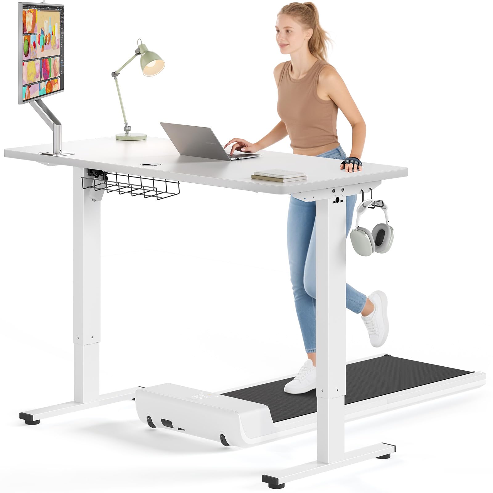 SIAGO Electric Standing Desk Adjustable - 48 x 24 Inch Sit Stand up Desk with 0.8 Inch Thick Tabletop - Adjustable Height Table with 3 Memory Preset, Cable Management for Home Office