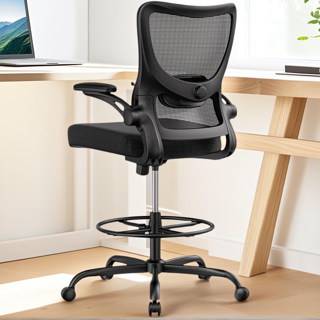 Marsail Ergonomic Office Chair: Office Desk Chair with High Back Mesh and Adjustable Lumbar Support Rolling Work Swivel Task Chairs with Wheel 3D Armrests and Headrest
