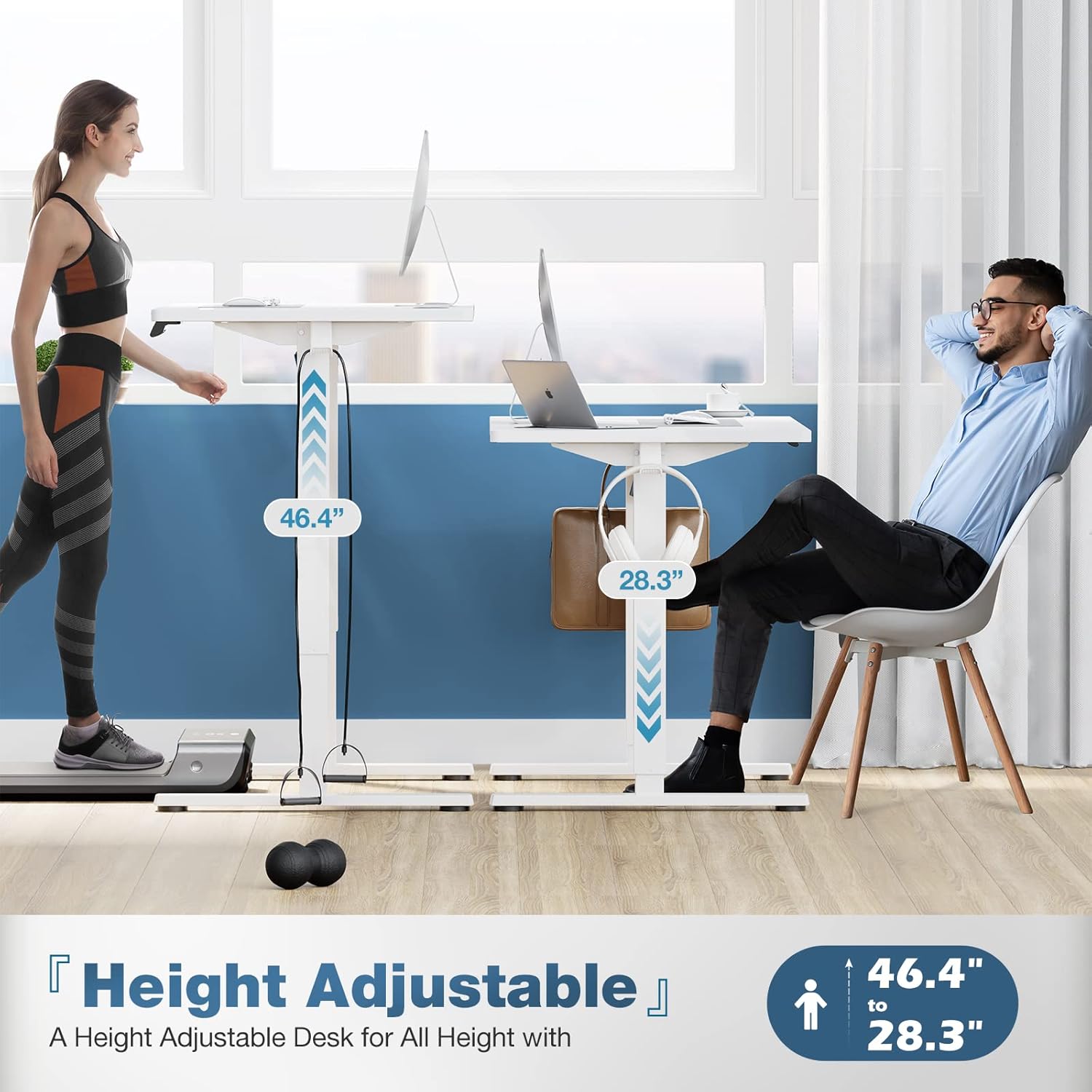 Sweetcrispy Electric Standing Desk Adjustable Height, 40x24 Inch Sit Stand Up Home Office Desks Computer Workstation PC Work Table with 3 Memory Preset Splice Wood Board Metal Frame, White