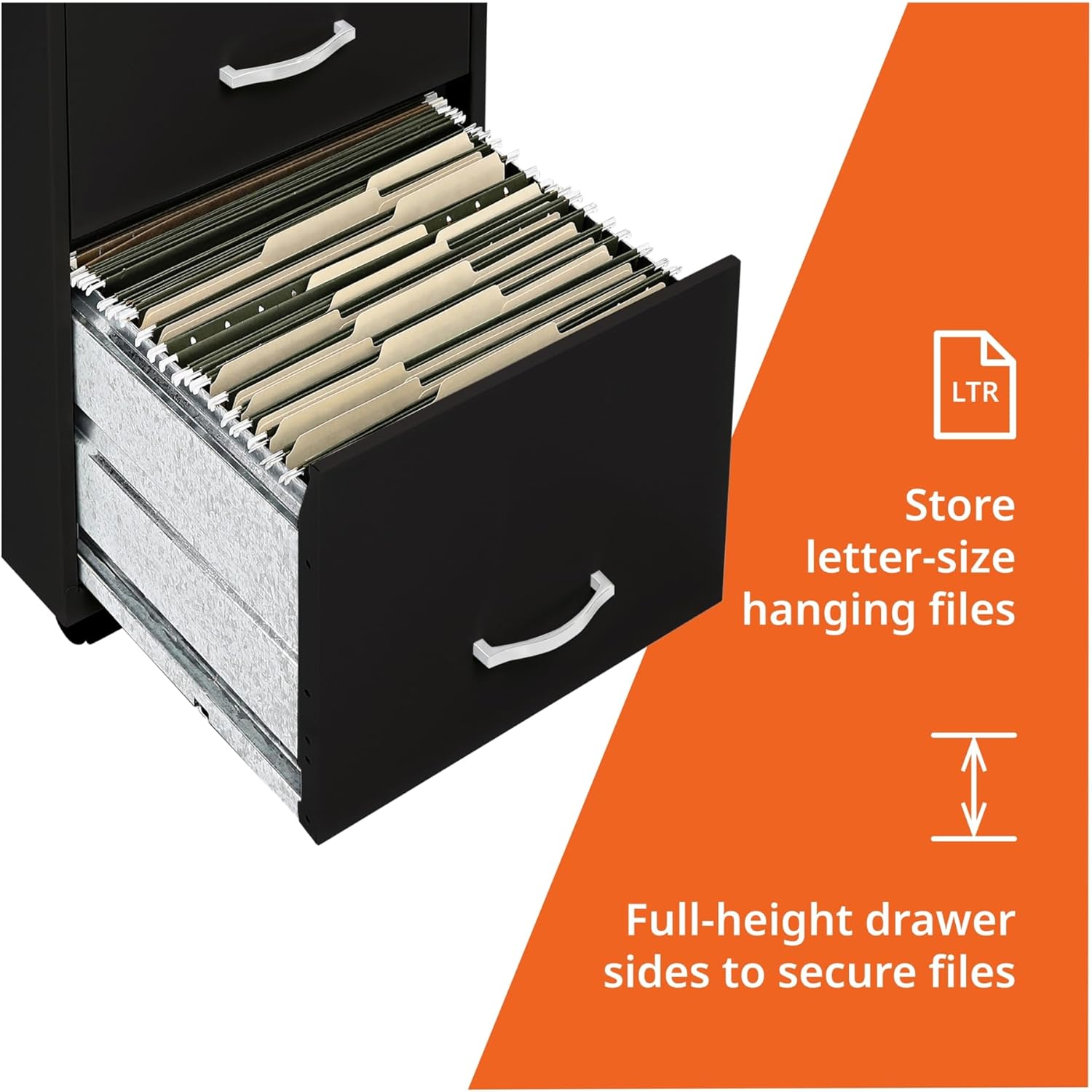 Lorell LYS SOHO Box/File/File 3-Drawer Mobile File Cabinet, Black