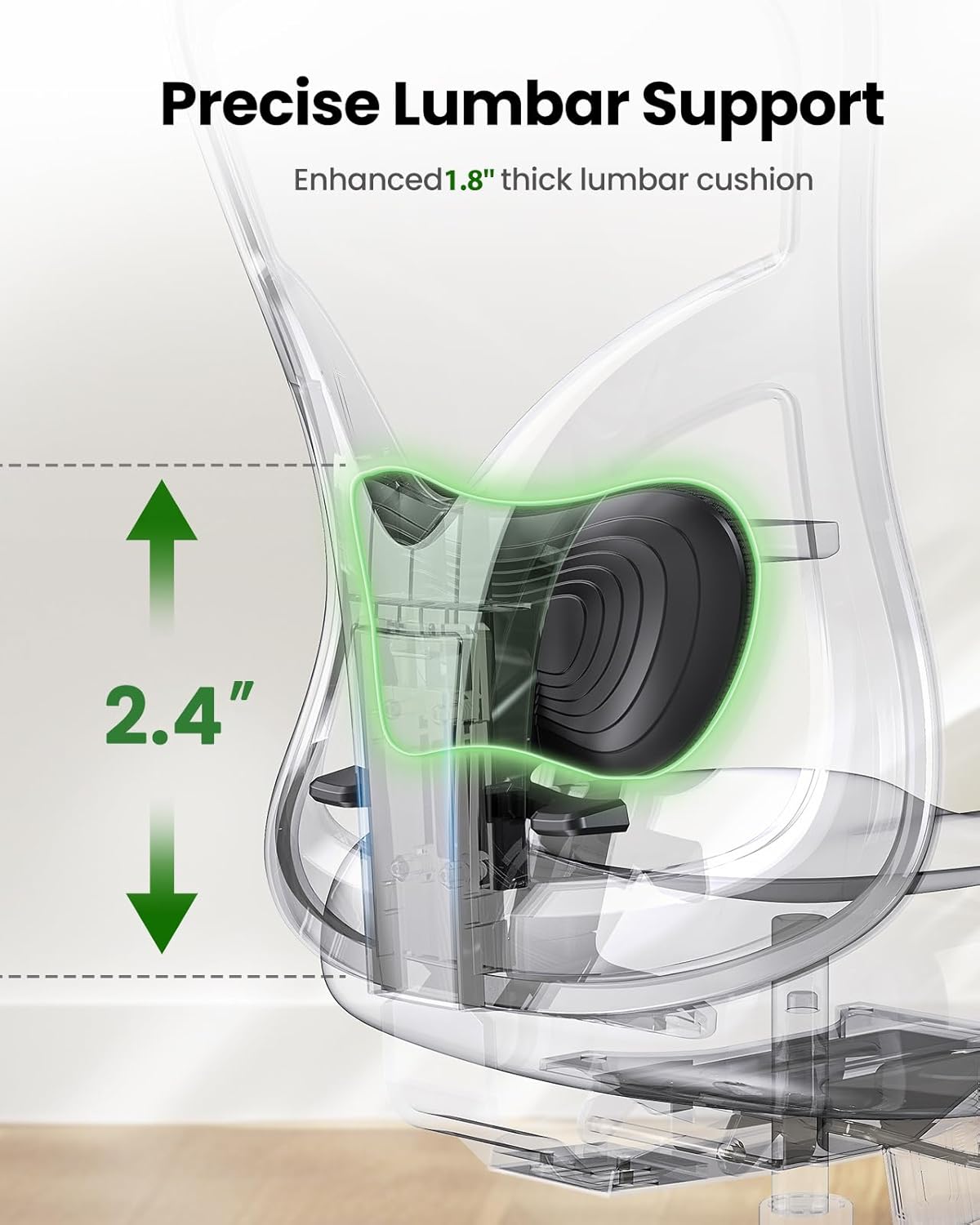 Marsail Ergonomic Office Chair Ergonomic Gaming Chair with Lumbar Support, 2D Headrest, Adjustable Armrests, Contoured Seat Cushion, Computer Desk Chair with Wheels for Home and Office