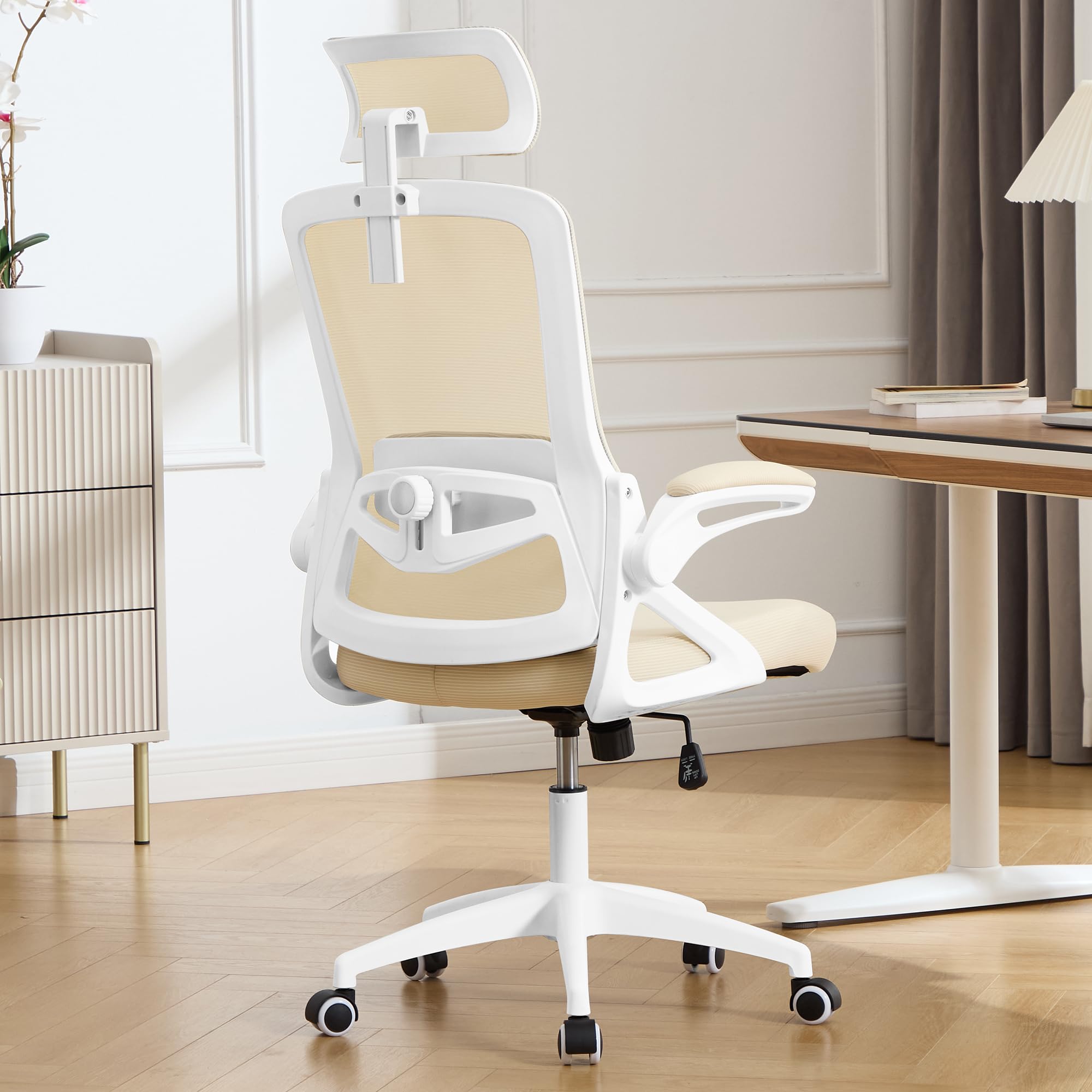 Fizzin Ergonomic Office Chair, 400 LBS Computer Chairs with Adjustable Lumbar Support, Breathable Mesh Desk Chair Ergonomic with Thickened Cushion, Comfy Home Office Desk Chair (Black)