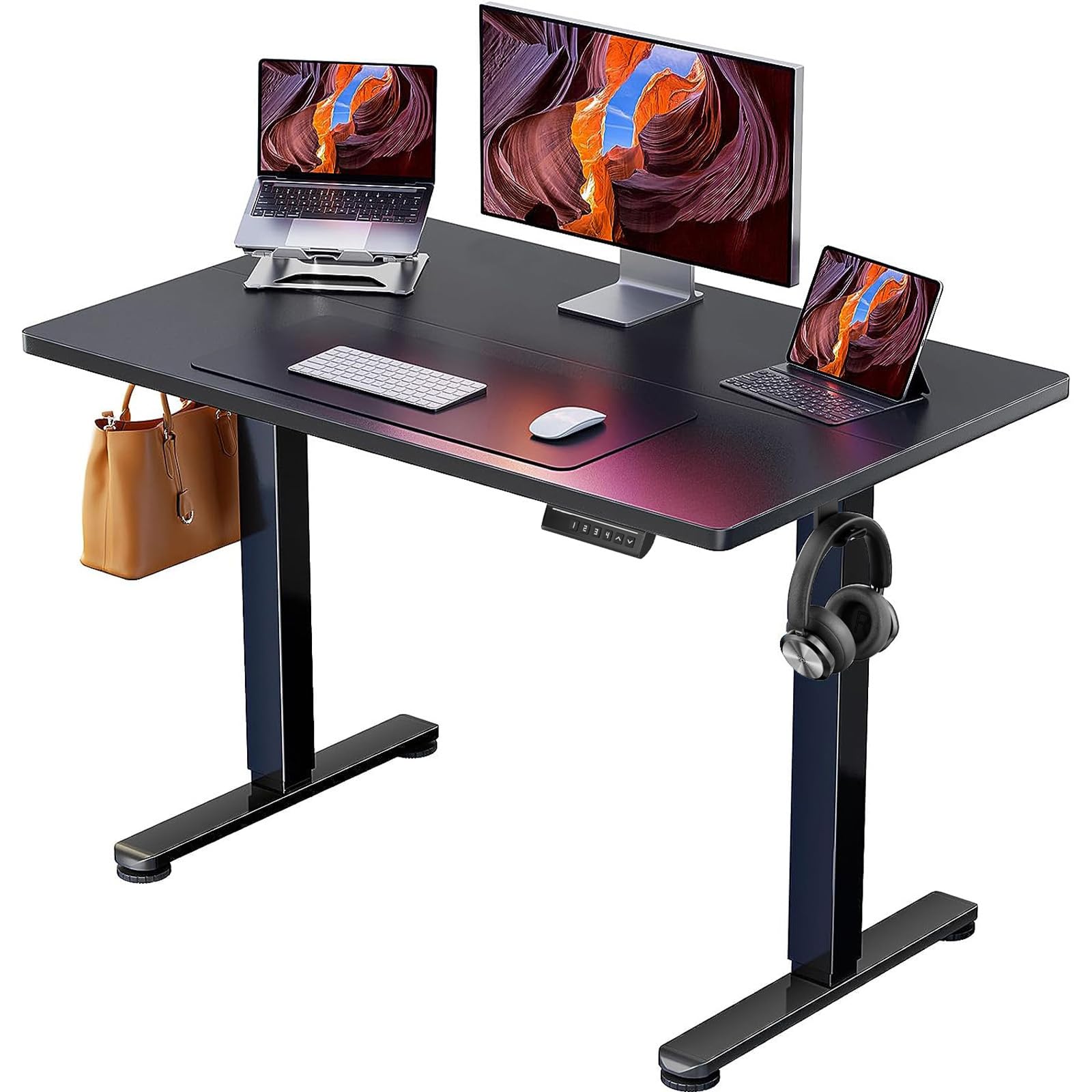 ErGear Height Adjustable Electric Standing Desk, 48 x 24 Inches Sit Stand up Desk, Memory Computer Home Office Desk, Black