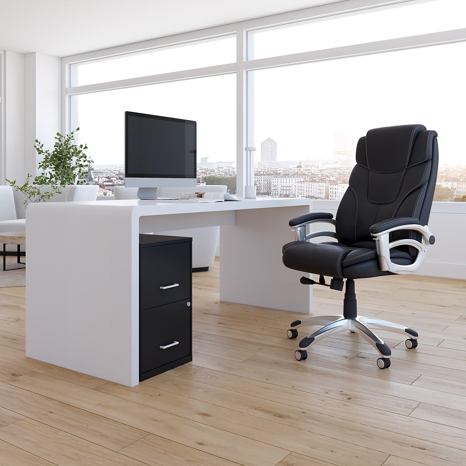 STAPLES 2-Drawer Vertical File Cabinet, Letter Size Documents, Lockable, 18.9" D x 14.3" W x 24.1" H, Black