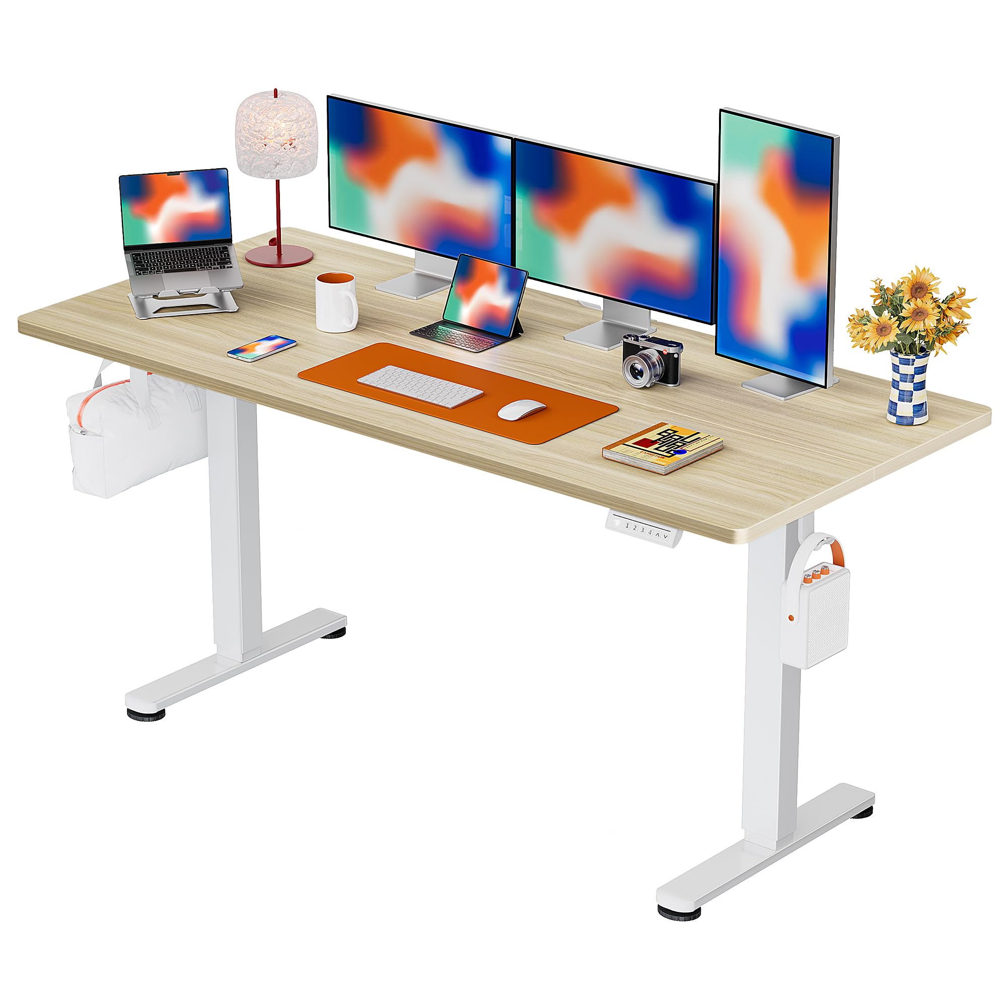 ErGear Height Adjustable Electric Standing Desk, 48 x 24 Inches Sit Stand up Desk, Memory Computer Home Office Desk, White