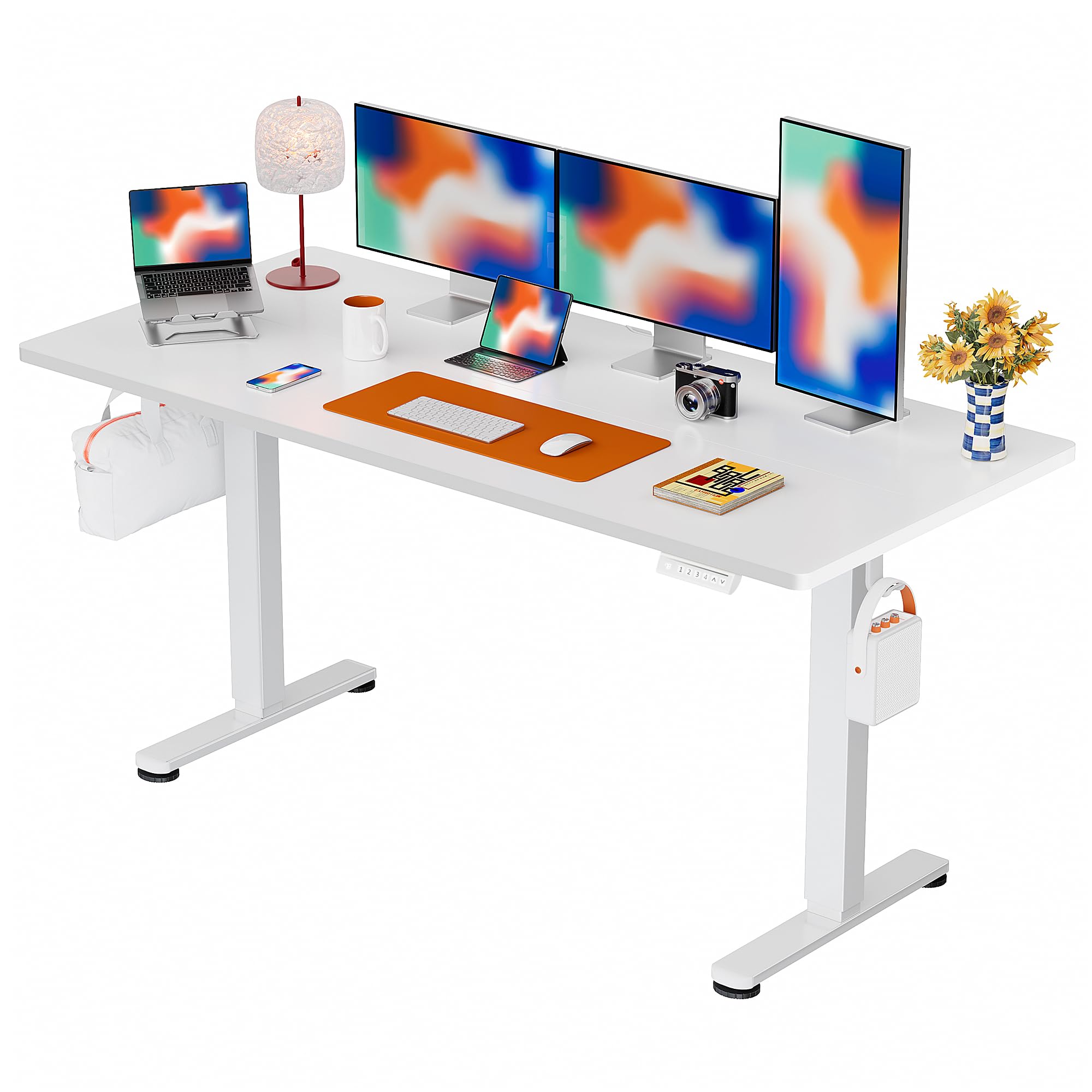 ErGear Height Adjustable Electric Standing Desk, 48 x 24 Inches Sit Stand up Desk, Memory Computer Home Office Desk, White