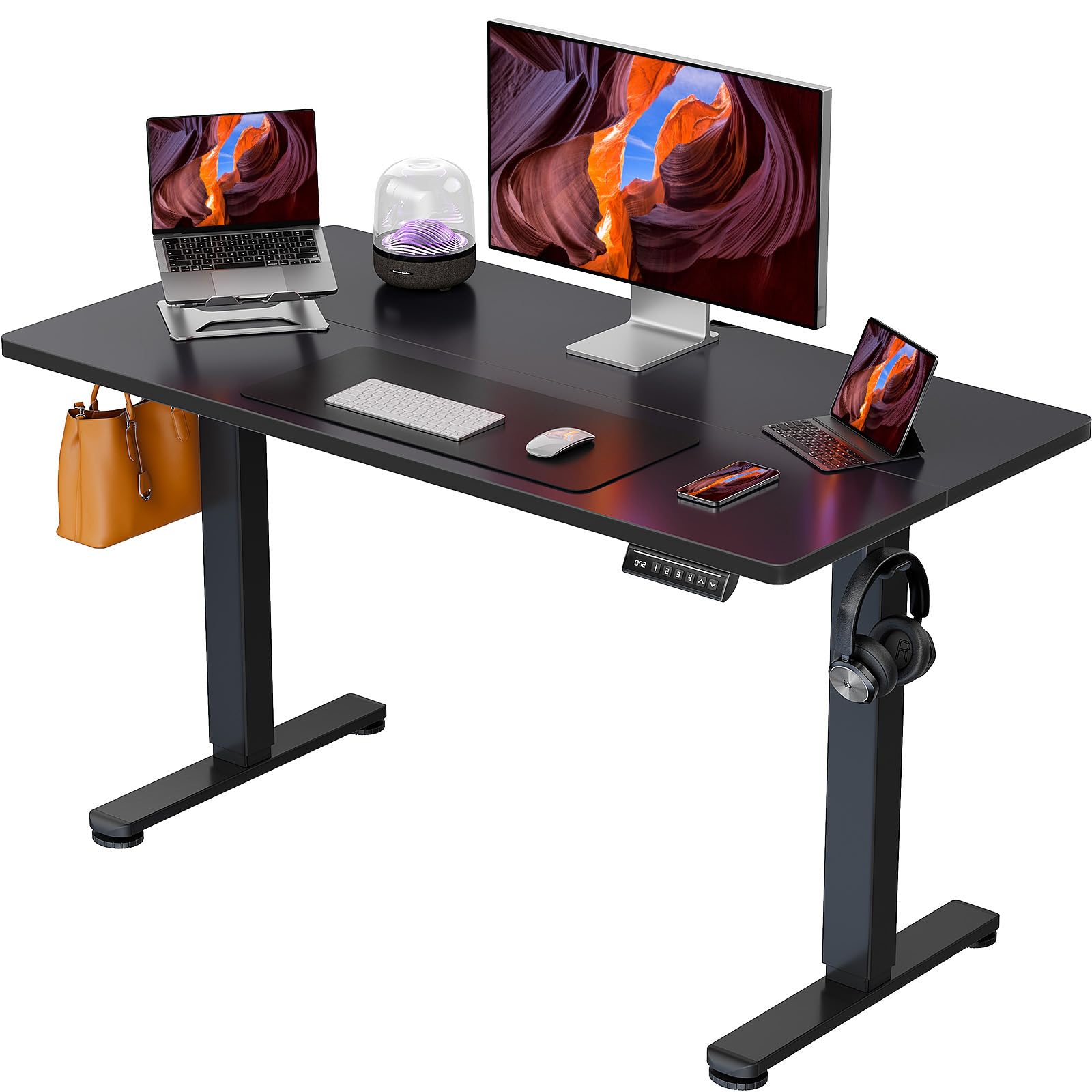 ErGear Height Adjustable Electric Standing Desk, 48 x 24 Inches Sit Stand up Desk, Memory Computer Home Office Desk, Black