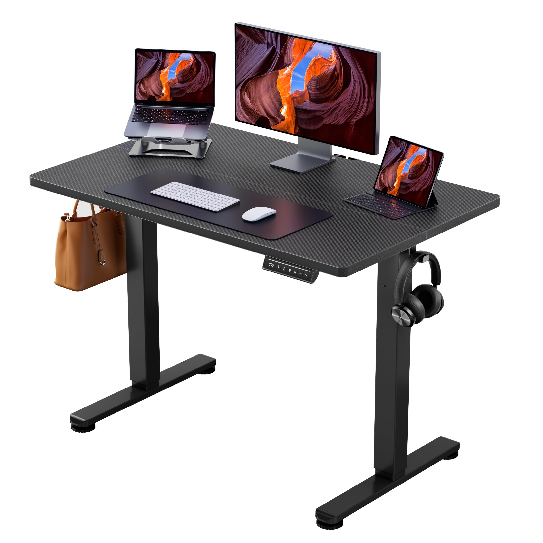 ErGear Height Adjustable Electric Standing Desk, 48 x 24 Inches Sit Stand up Desk, Memory Computer Home Office Desk, Black