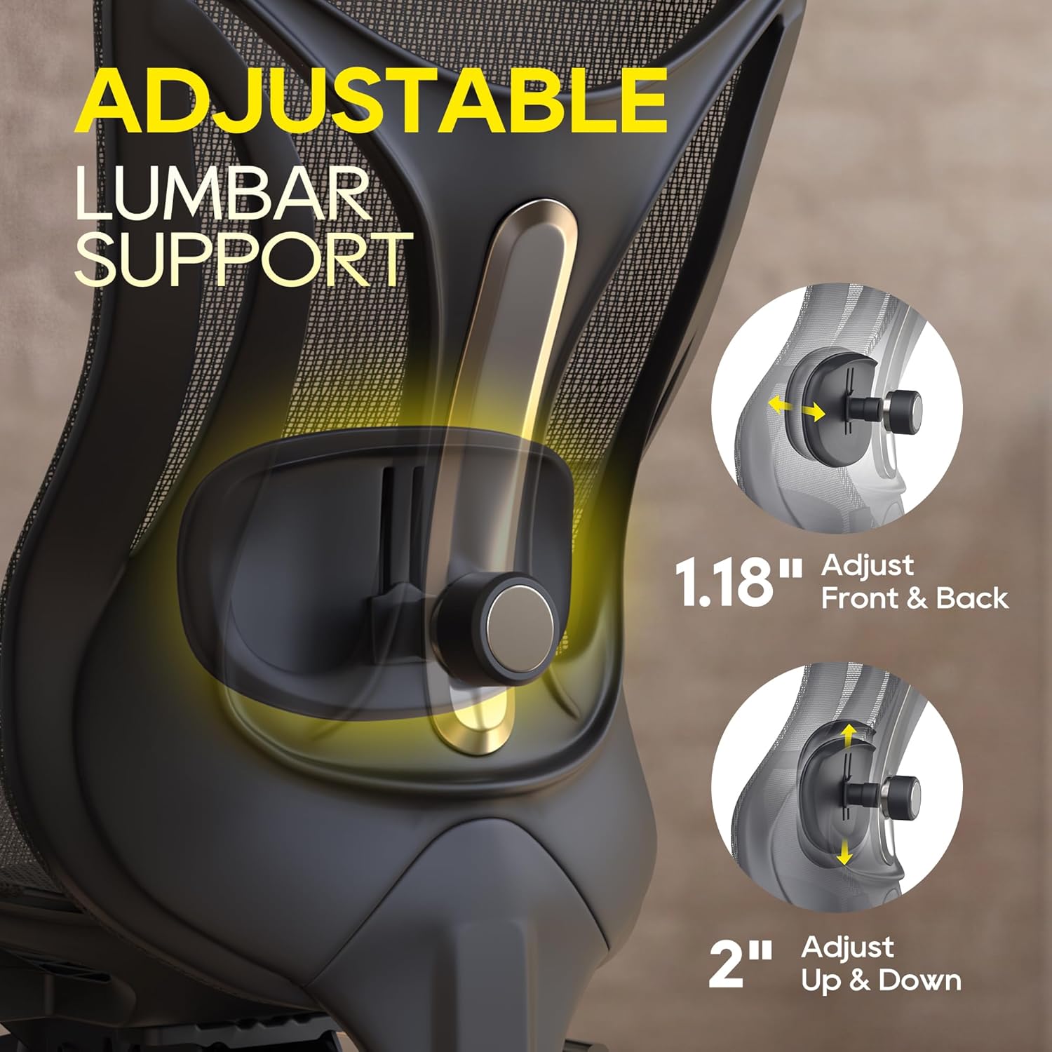 CYKOV Ergonomic Office Chair with Footrest - Adjustable Lumbar Support & Headrest, 90-160° Reclining Mesh Back Computer Chair - Home Office/Gaming, 350lbs Capacity (B-Black, Mesh)