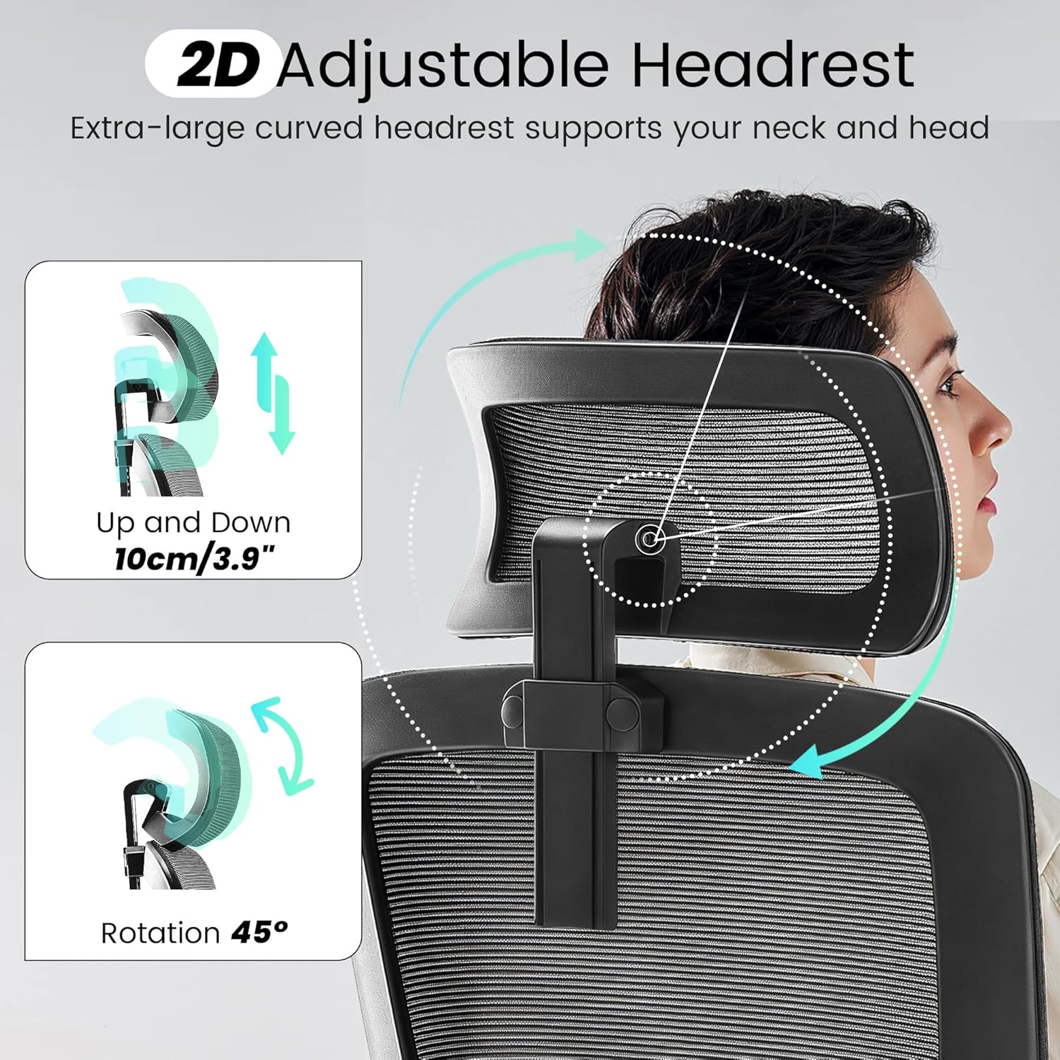 Fizzin Ergonomic Office Chair, 400 LBS Computer Chairs with Adjustable Lumbar Support, Breathable Mesh Desk Chair Ergonomic with Thickened Cushion, Comfy Home Office Desk Chair (Black)