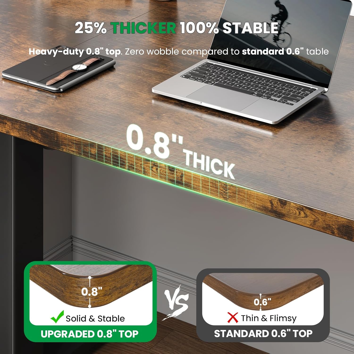 SIAGO Electric Standing Desk Adjustable - 48 x 24 Inch Sit Stand up Desk with 0.8 Inch Thick Tabletop - Adjustable Height Table with 3 Memory Preset, Cable Management for Home Office