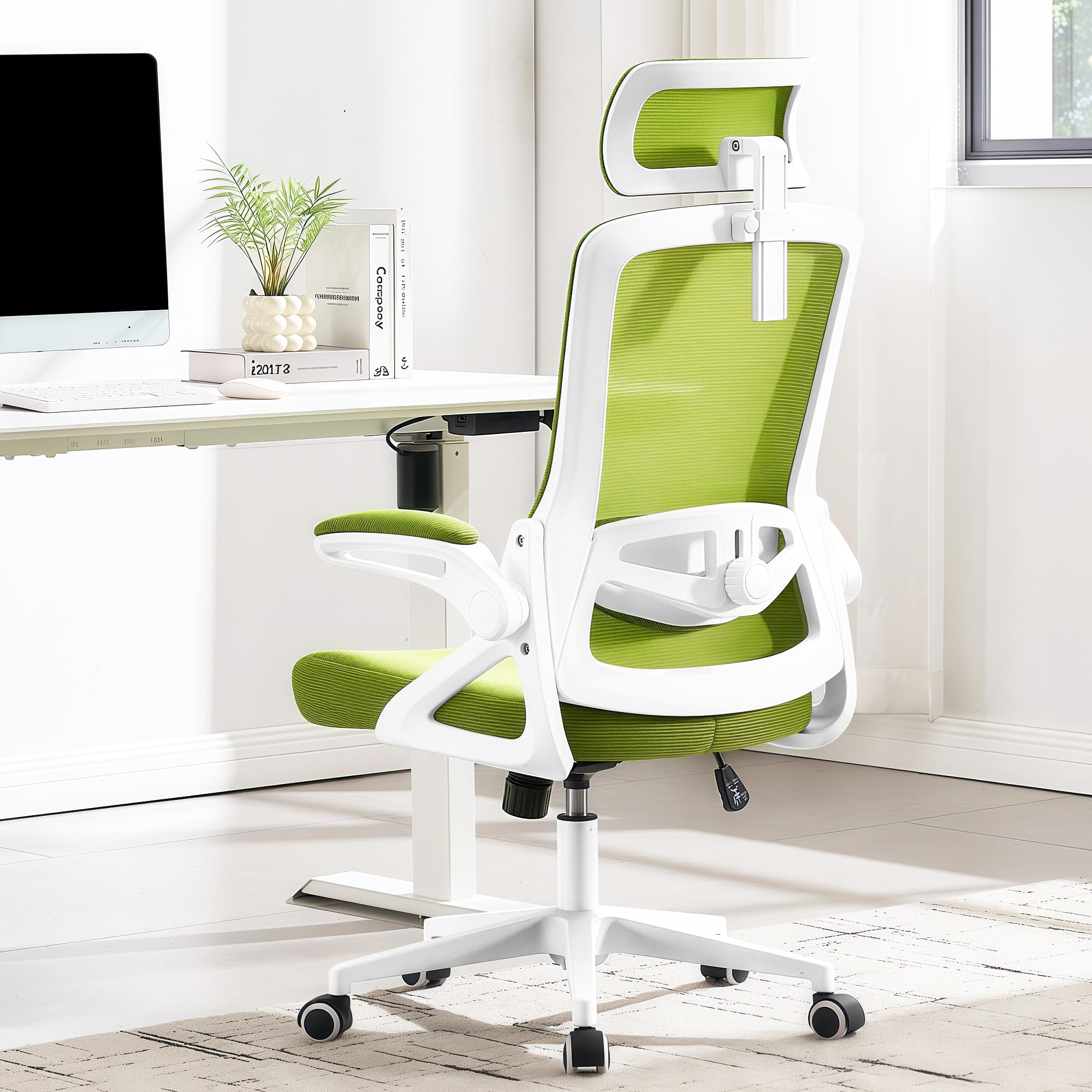 Fizzin Ergonomic Office Chair, 400 LBS Computer Chairs with Adjustable Lumbar Support, Breathable Mesh Desk Chair Ergonomic with Thickened Cushion, Comfy Home Office Desk Chair (Black)