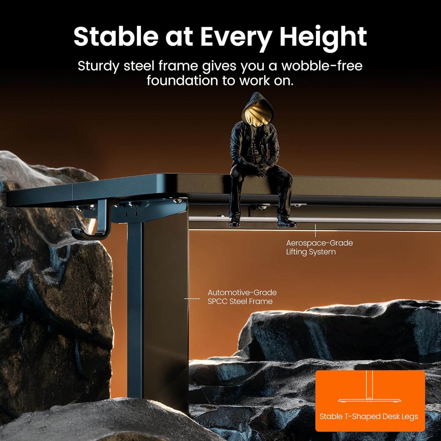 ErGear Height Adjustable Electric Standing Desk, 48 x 24 Inches Sit Stand up Desk, Memory Computer Home Office Desk, Black