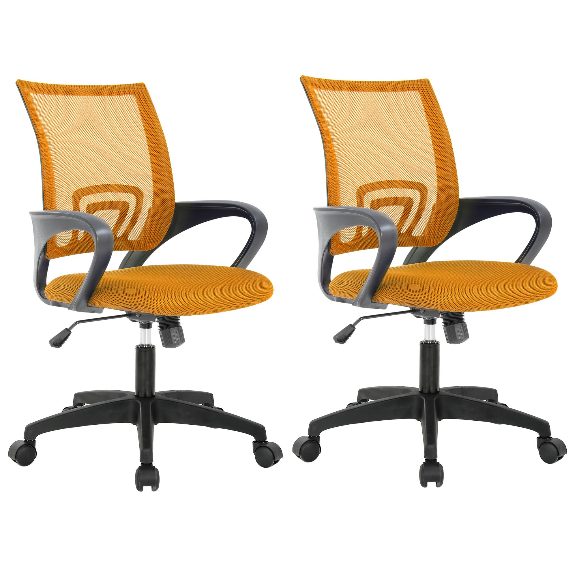 BestOffice | Ergonomic Office Chair | Mid-Back Swivel Desk Chair | Breathable Backrest & Lumbar Support | Adjustable Height | Sponge Seat | Rolling Wheels | Dark Black | for Adults & Women