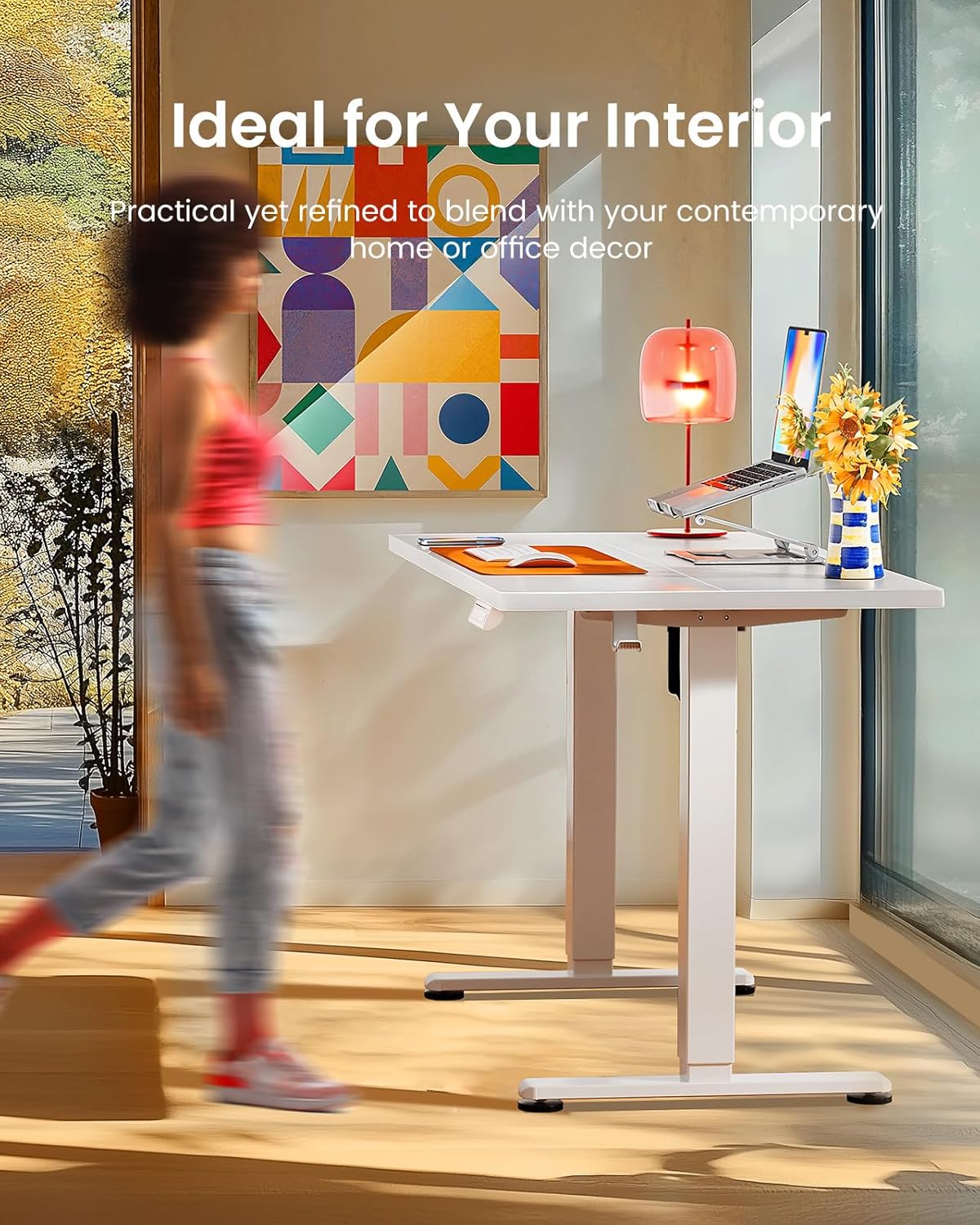 ErGear Height Adjustable Electric Standing Desk, 48 x 24 Inches Sit Stand up Desk, Memory Computer Home Office Desk, White