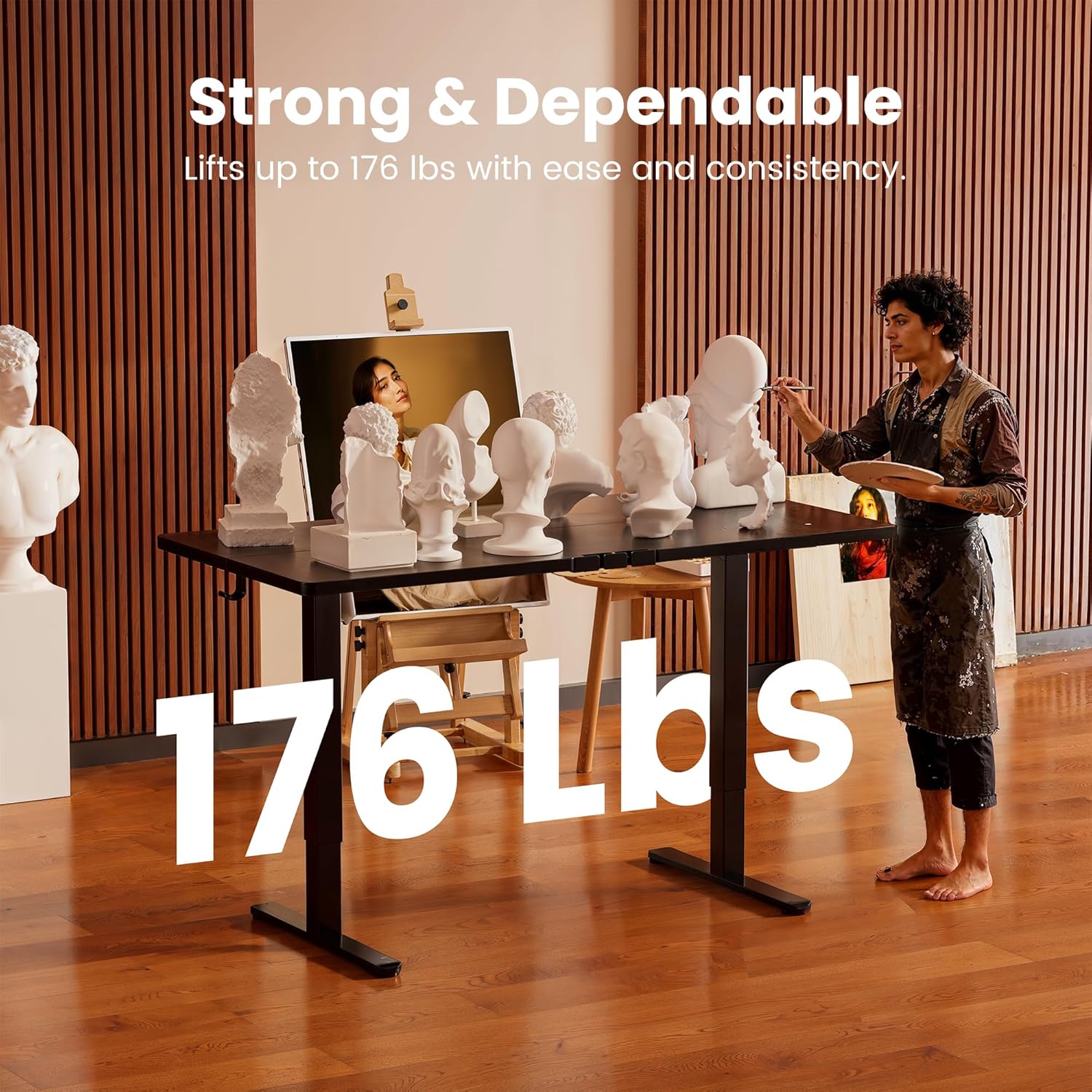 ErGear Height Adjustable Electric Standing Desk, 48 x 24 Inches Sit Stand up Desk, Memory Computer Home Office Desk, Black