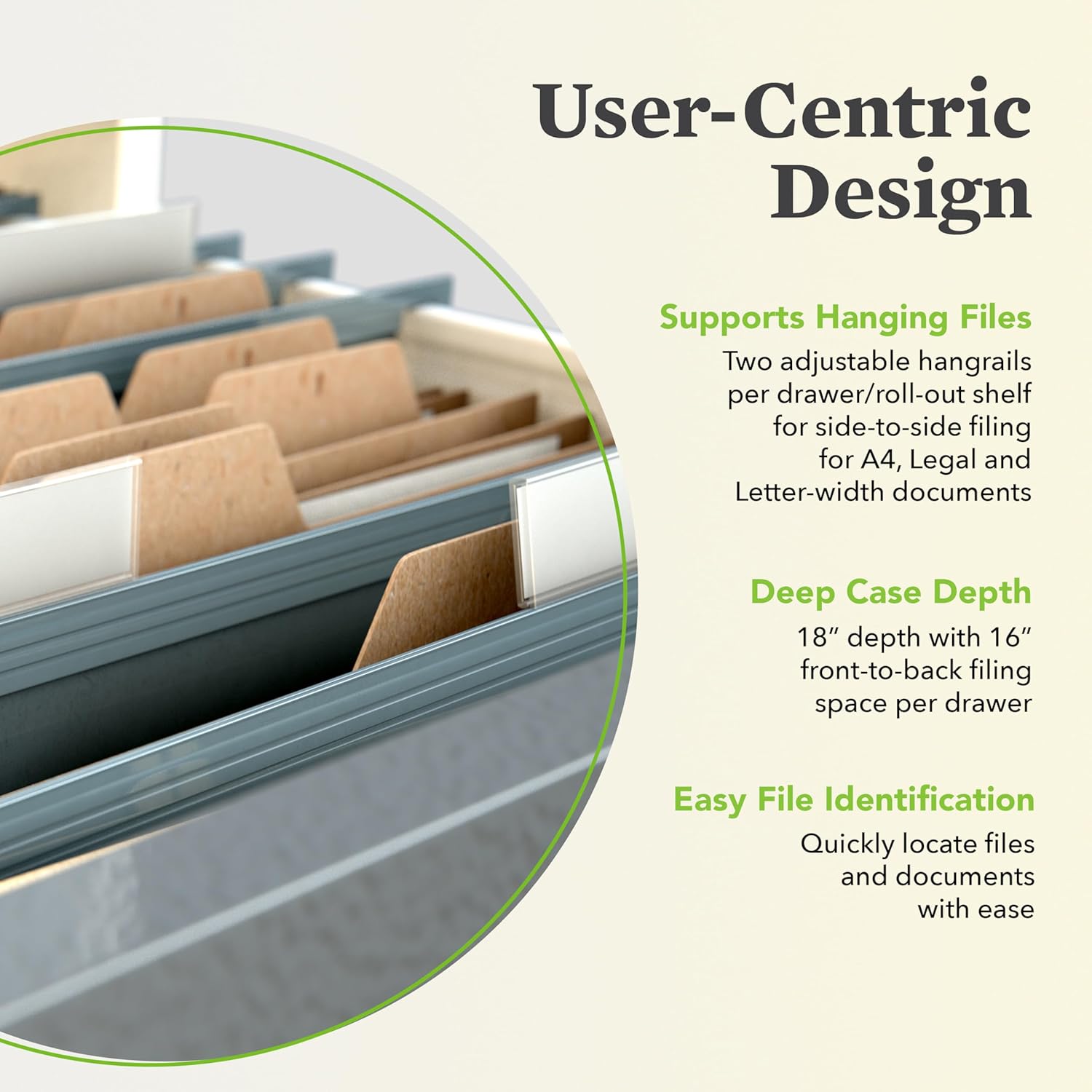 HON 4 Drawer Lateral File Cabinet with Lock, Metal Filing Cabinets for Offices, Adjustable Hangrails for A4, Legal, Letter Files, 18" Deep, Black