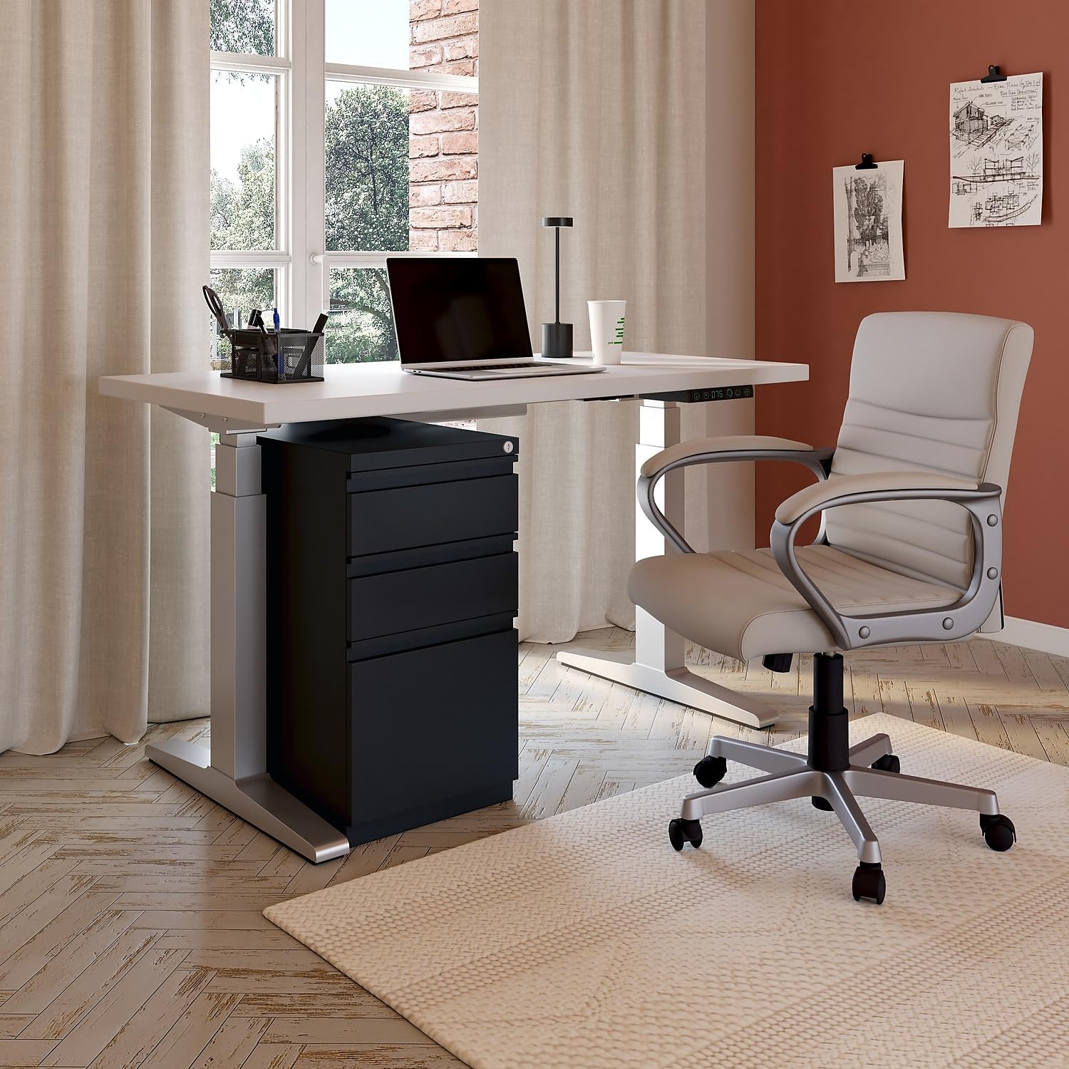 STAPLES 3-Drawer Vertical File Cabinet, Letter Size Documents, Lockable, 19.88" D x 15" W x 27.75" H, Black