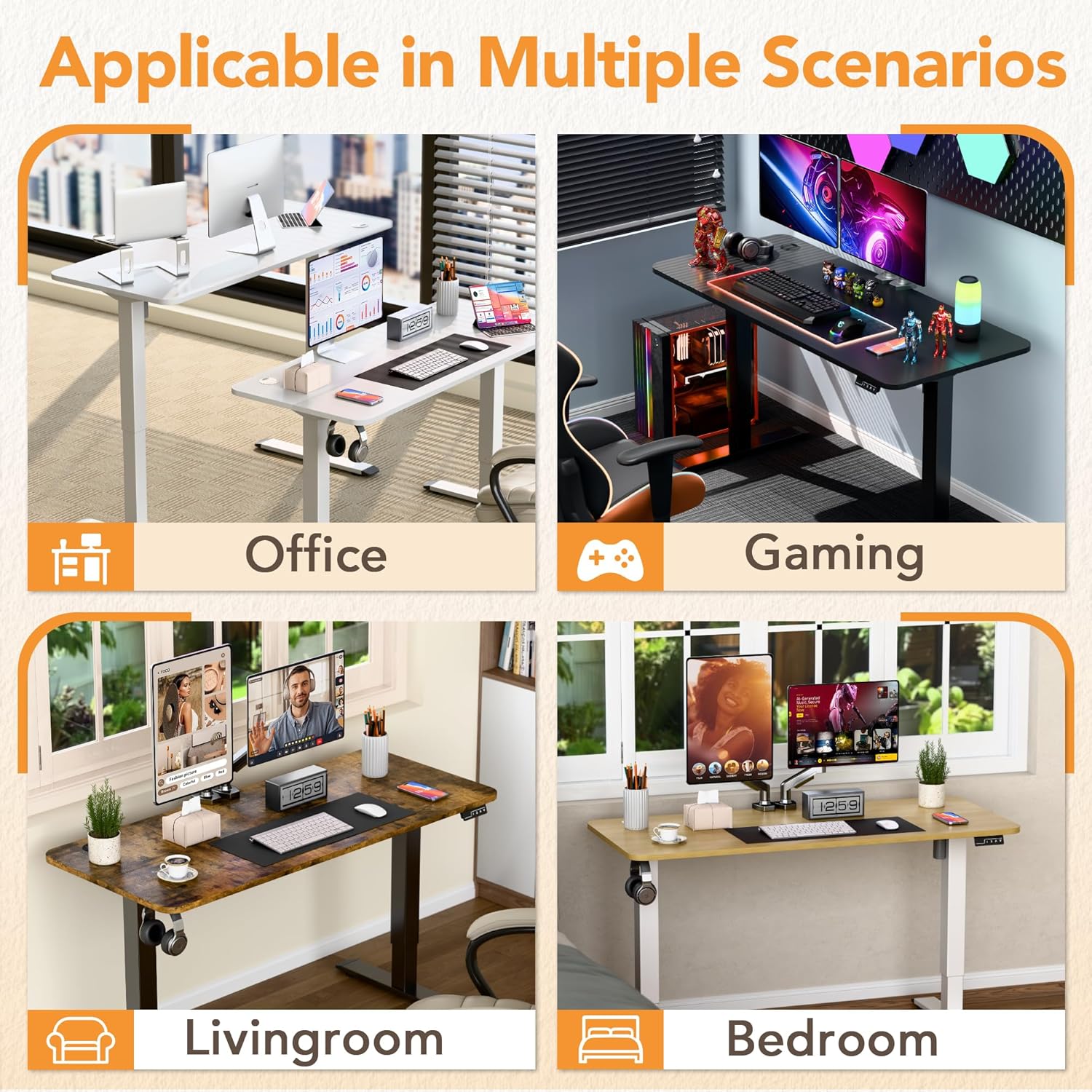 Furmax 55 x 24 Inches Electric Height Adjustable Standing Desk Large Sit Stand Up Desk Home Office Computer Desk Memory Preset with T-Shaped Metal Bracket, Black